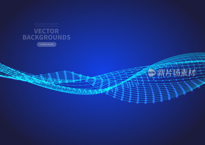 Abstract blue particle curve vector background